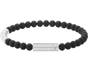 bracelet beads noir soft avec 5 billes en argent le 25g
