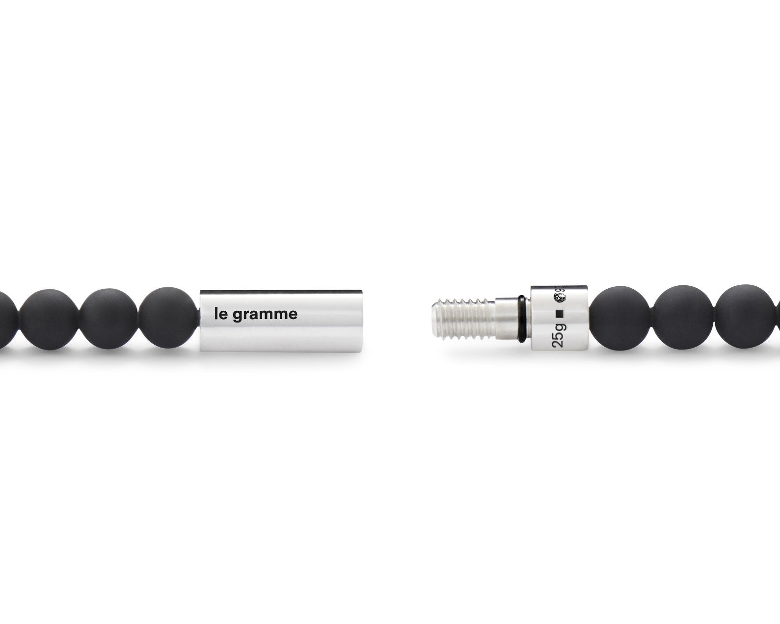 bracelet beads noir soft avec 5 billes en argent le 25g