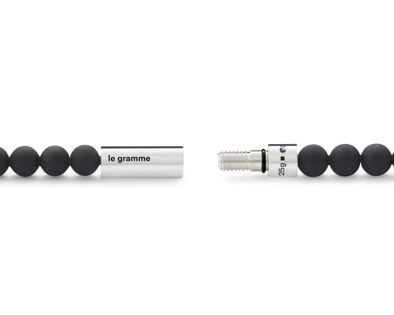 bracelet beads noir soft avec 5 billes en argent le 25g