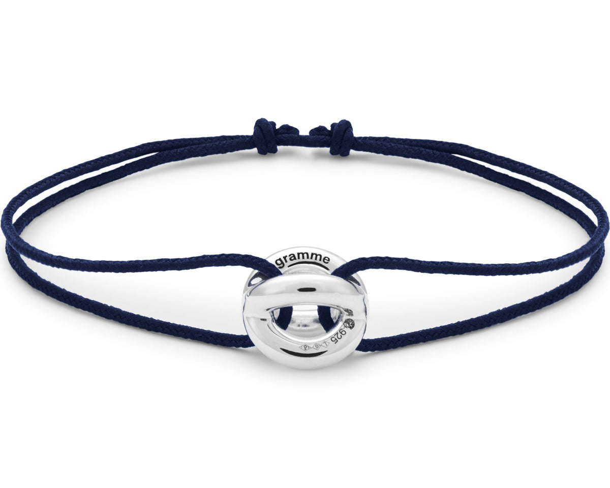 bracelet cordon entrelacs bleu marine le 3g