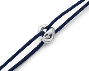 bracelet cordon entrelacs bleu marine le 1g